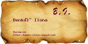 Benkő Ilona névjegykártya